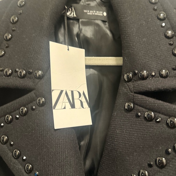 Zara Black Studded Coat - Picture 5 of 7